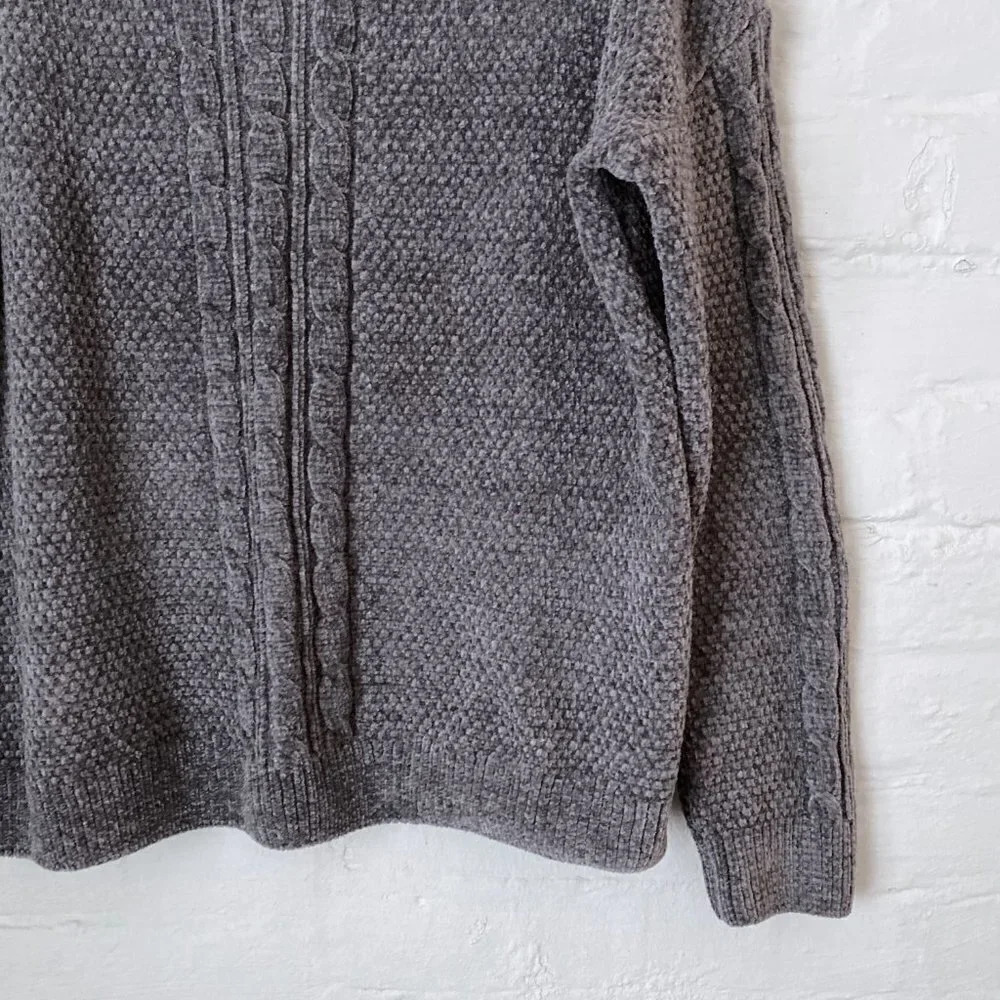 Pink Rose Gray Chenille Sweater Small - Picture 4 of 5